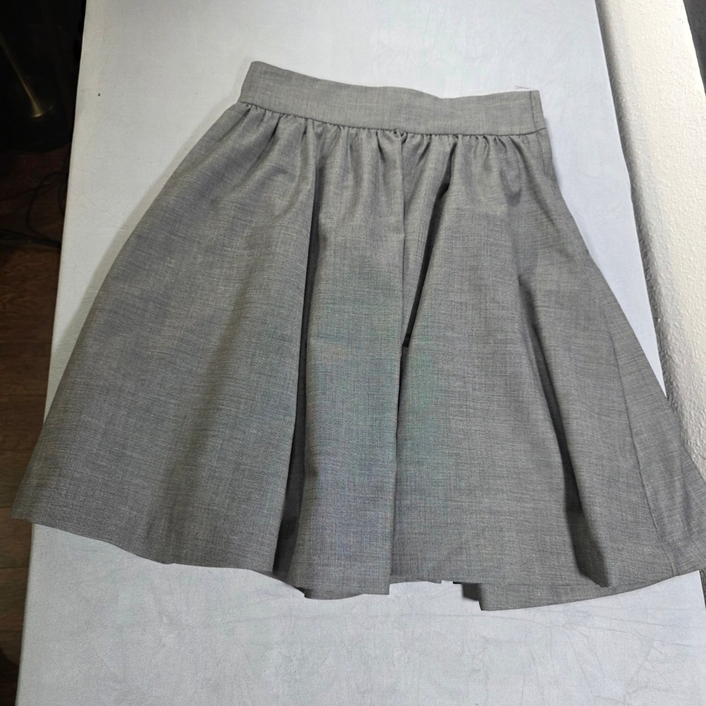 HM Gray Pleated A-Line Skirt High Waisted Mini Skater Workwear Size 6 US